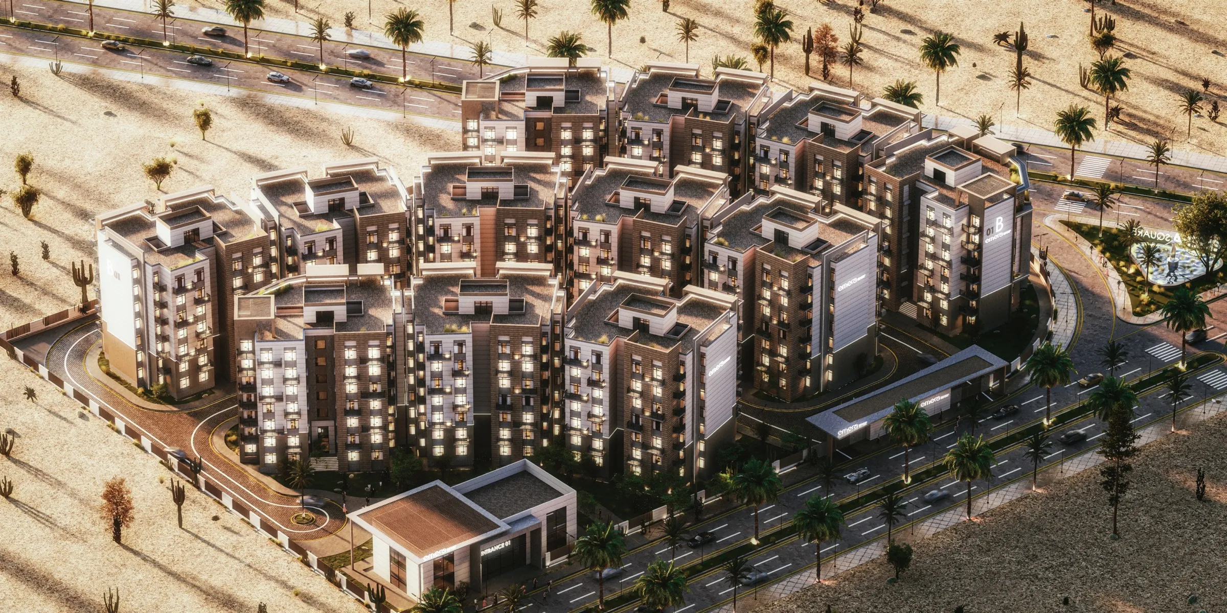 Emera Residences architecture in New Cairo