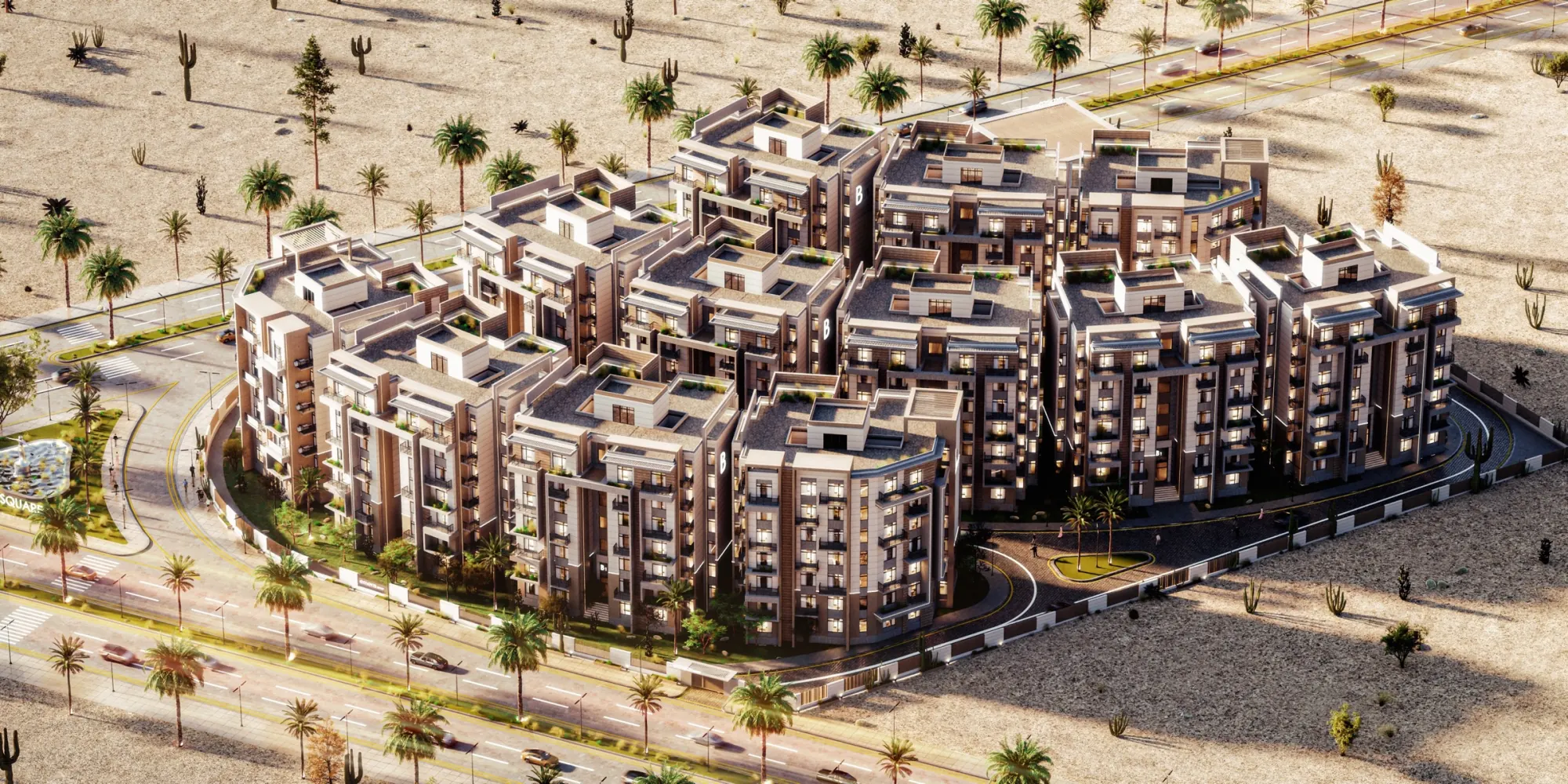 Aerial masterplan view of Emera Residences