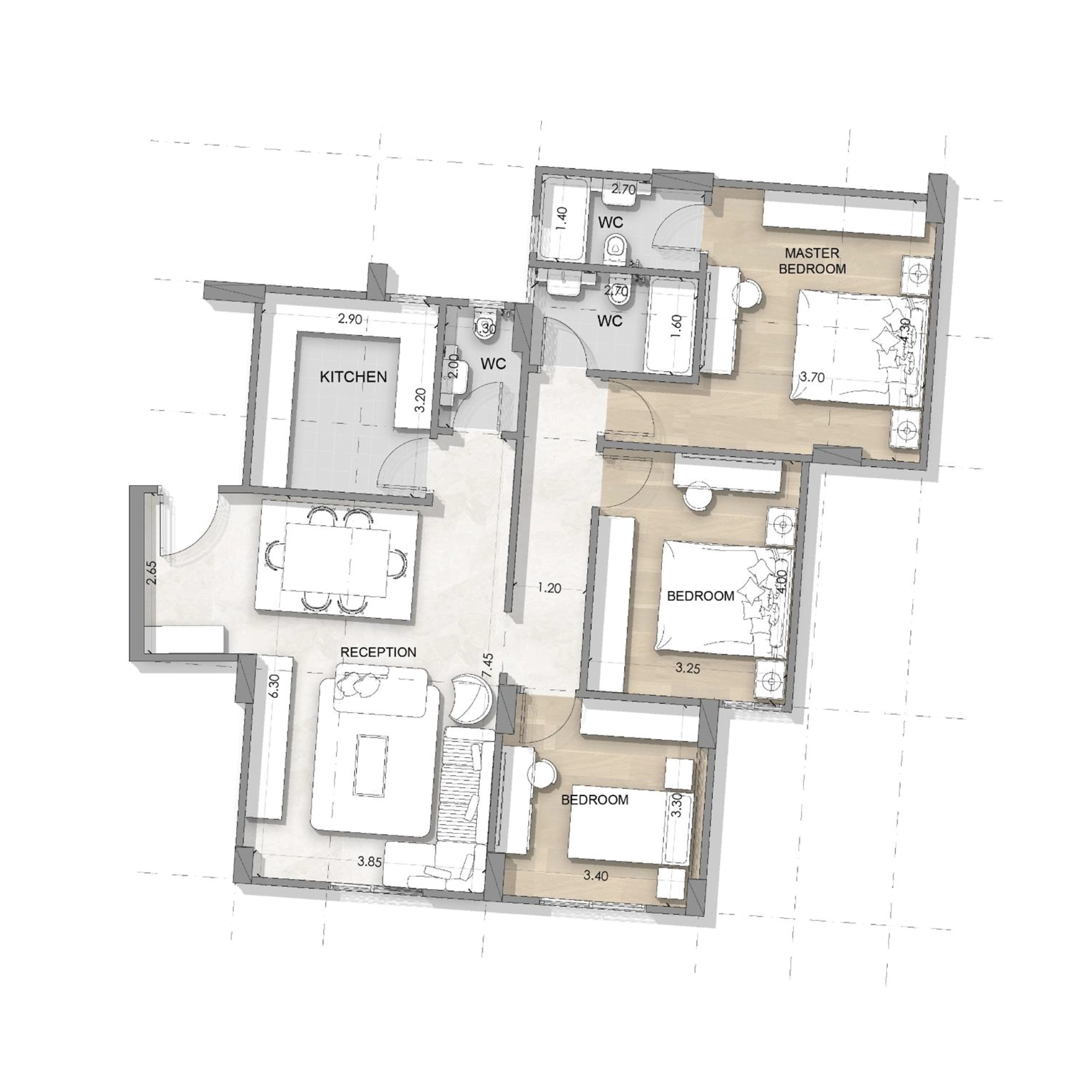 Floor plan for B1 Type 01, 156 square metres
